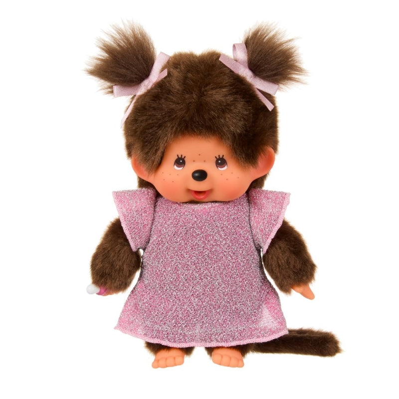 Monchhichi - girl with pink glitter dress (20cm)