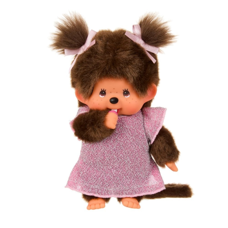Monchhichi - girl with pink glitter dress (20cm)