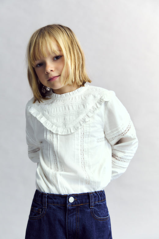 The New Society - blanca blouse - Moonlight white