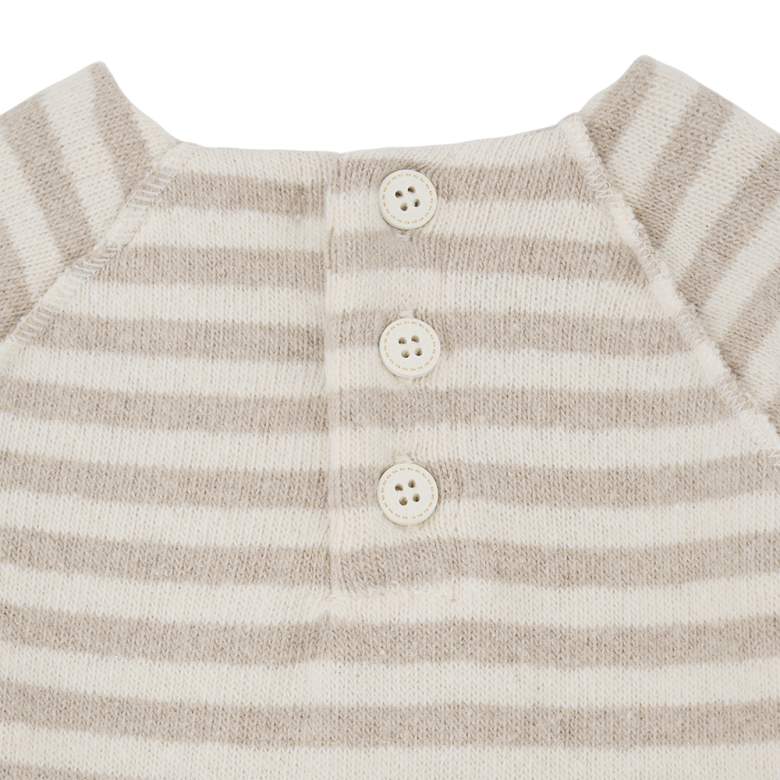 1+ in the family - sasha - fleece striped onesie - beige