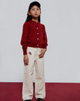 Mipounet - felicia - flower denim pants - ecru